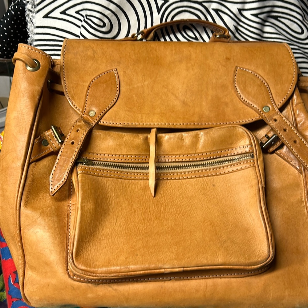 Leather Backpack made in Paraguay EUC